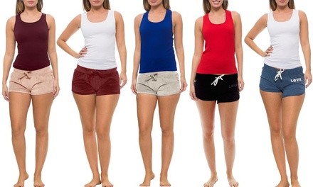 Coco Limon Lounge Velour or French Terry Shorts and Tank Top Sets (4-Piece)