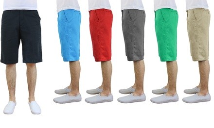 Men's Washed Cotton Slim-Fit Flat Front Shorts