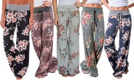 Women's Floral Flare Pants - Plus Sizes Available