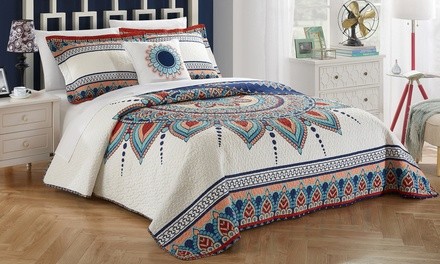 100% Cotton Boho Print Quilt Sets (4-Piece)
