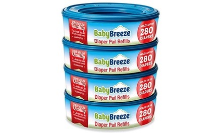 BabyBreeze Diaper Pail Refills for Diaper Genie (4-Pack)