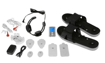 PCH Silver Pulse Massager with Massage Sandals and Neck Attachment