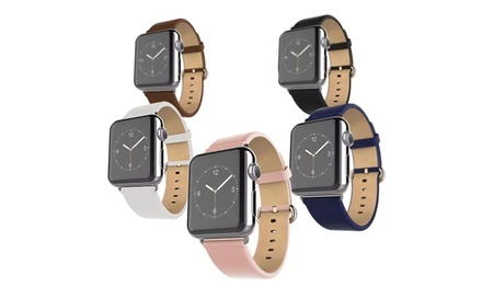 Waloo Leather Grain Apple Watch Replacement Band compatibility with Series 1, 2, 3, 4, & 5