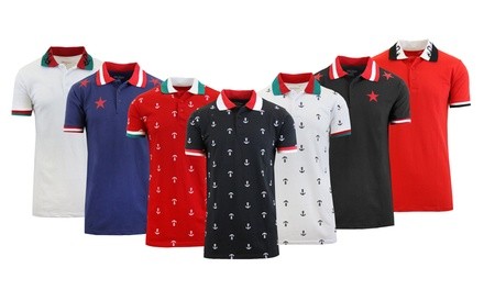 Men's Slim-Fit Short Sleeve Printed Polo Shirt