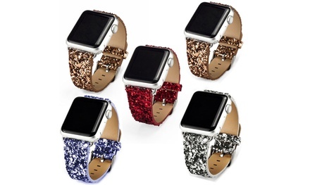 Waloo Leather Sparkle Bling Apple Watch Replacement Band Series 1, 2, 3, 4, & 5