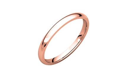 14K Rose Gold Plated 2mm Comfort-Fit Italian Wedding Bands