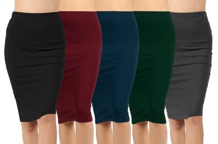 Women's Knee-Length Cotton-Rich Pencil Skirt (3-Pack). Plus Sizes Available.