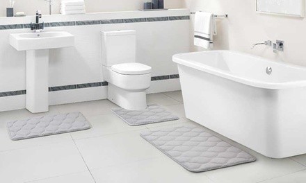 Embossed Memory-Foam Bath Rug Set (3-Piece)