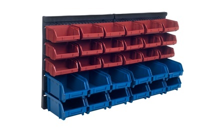 30-Bin Wall-Mounted Parts Rack