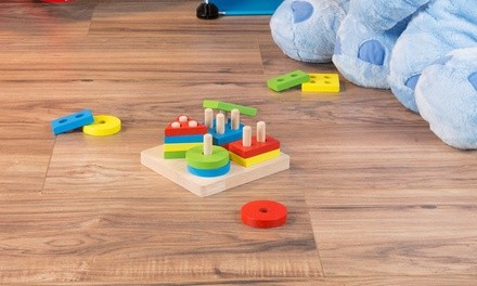 Hey! Play! Wooden Shape Sorter Toy with 16 Blocks