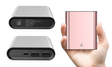 LAX Dual USB 8000mAh or 12000mAh Portable Power Bank (1- or 2-Pack)