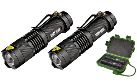 Army Gear 500-Lumen Tactical Military Flashlight Set with Carrying Case (3-Piece)