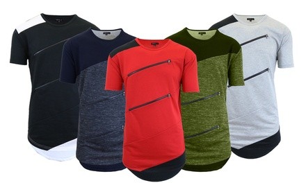 Men's Solid or Marled Zipper T-Shirt