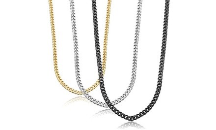 Stainless Steel 4mm Link Curb Chain Necklace (3-Pack)