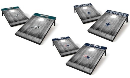 Wild Sports NFL 2'x3' Grey Wood Tailgate Toss Cornhole Game Set (10-Piece)