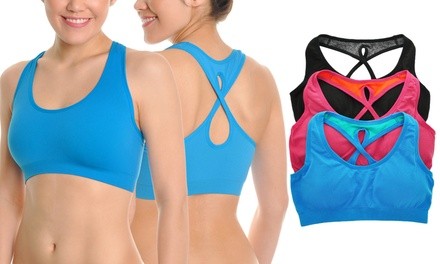 Angelina Women's Seamless Keyhole Racerback Sports Bra (3-Pack)