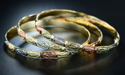 18K Gold Plated St. Guadalupe Engraved Bangle Set (3-Piece)