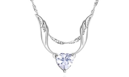 Guardian Angel Wing Necklace Made with Swarovski Crystal by Barzel