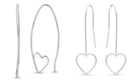 Heart Drop Earrings in Sterling Silver by Sevil