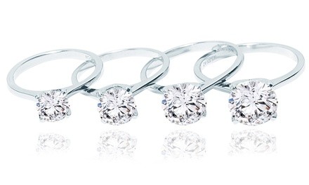 Classic Cubic Zirconia Solitaire Engagement Ring Collection by Elements of Love