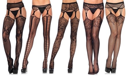 Leg Avenue Women's Industrial Net Suspender Fishnets