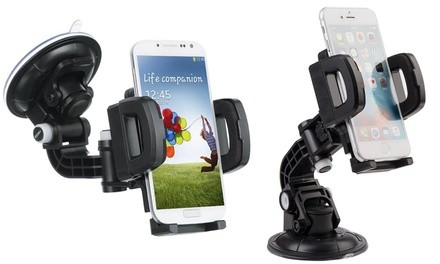 WalvoDesign Mobile Phone Car Mount with Suction Cup and Air Vent Clip