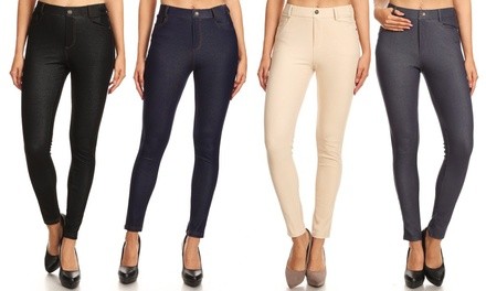 Women's High Waist Soft Slimming Jeggings With 5-Pockets 