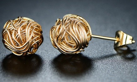 Love Knot Stud Earrings in 18K Gold Plating by Euphir