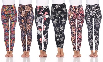 Women's One-Size Soft Cozy Printed Leggings. Plus Sizes Available.