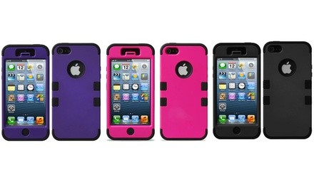 3-Layer Hybrid Armor Cover Case with Inner Soft Shell for iPhone 5