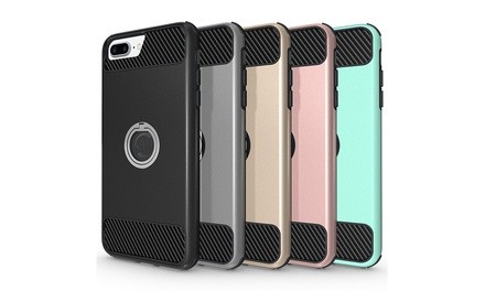 Waloo Dual-Layer Carbon-Fiber Kickstand Case for iPhone 7/8 or iPhone 7/8 Plus