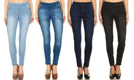 JVINI High-Waist Pull-On Skinny Denim Jeggings. Plus Sizes Available.