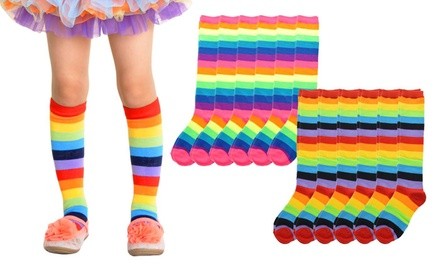 Children's Rainbow Striped Knee-High Socks (6-Pack)