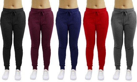 Galaxy By Harvic Women's Loose Fit Fleece Jogger Sweatpants (2-Pack)