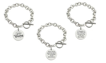 Inspirational Toggle Bracelet in Stainless Steel by Pink Box