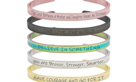 Multiple Colors Stainless Steel 5mm Inspirational Cuff by Pink Box