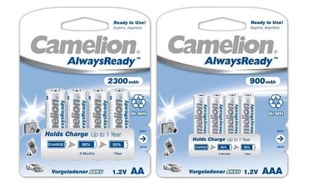 Camelion Always Ready AAA or AA NIMH Rechargeable Batteries (4-Pack)