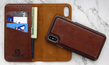 WalvoDesign Business Casual Leather Card Folio Wallet Pouch with iPhone 7, 8, 7/8 Plus, X /XS, XR, XS Max Phone Case