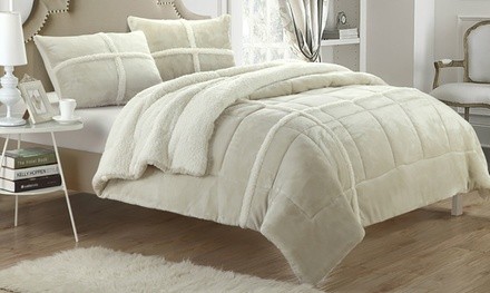 Caterina Sherpa-Lined Plush Microsuede Comforter Set (2- or 3-Piece)