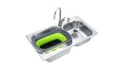 Over-the-Sink Collapsible Colander with Extendable Handles