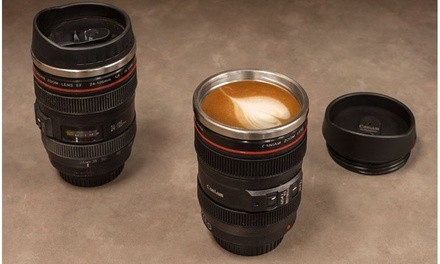 Whetstone Camera Lens Coffee Mug with Lid