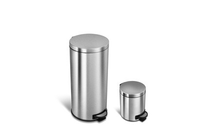 Nine Stars Stainless Steel Step-On Trash Can Set (2-Piece)