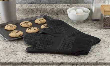 Extra-Long Heat-Resistant Silicone Oven Mitts with Lining