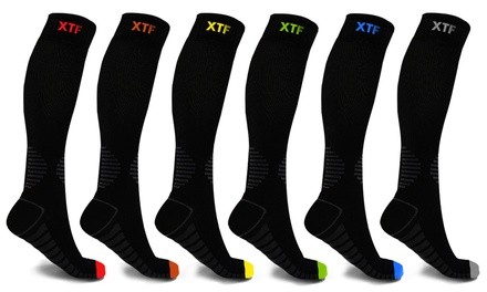 XTF Bright-Toe Compression Socks for Men and Women (6 Pairs)