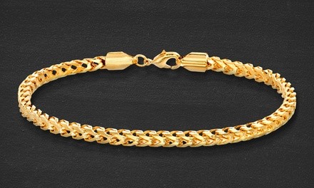 Men's 4mm Franco Chain Bracelet in 18K Gold Plated Brass