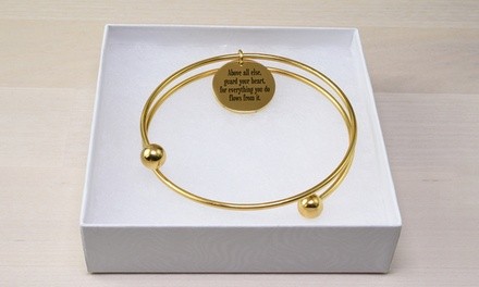 Solid Stainless Steel Double Layer Inspirational Bracelet by Pink Box