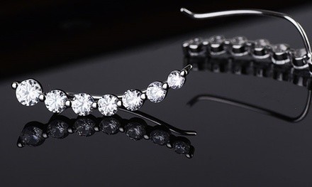 Plated Sterling Silver Crystal Earring Climbers (Multiple Options)