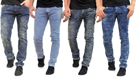 Men's Premium Acid-Washed Skinny-Fit Jeans 