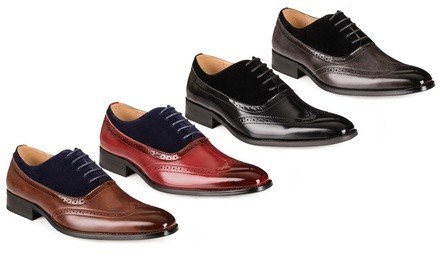 Gino Vitale Men's Two-Tone Wing-Tip Dress Shoes