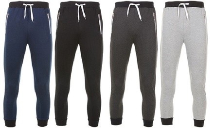 Men's Marled Slim-Fit Joggers with Contrast Zipper (2-Pack)